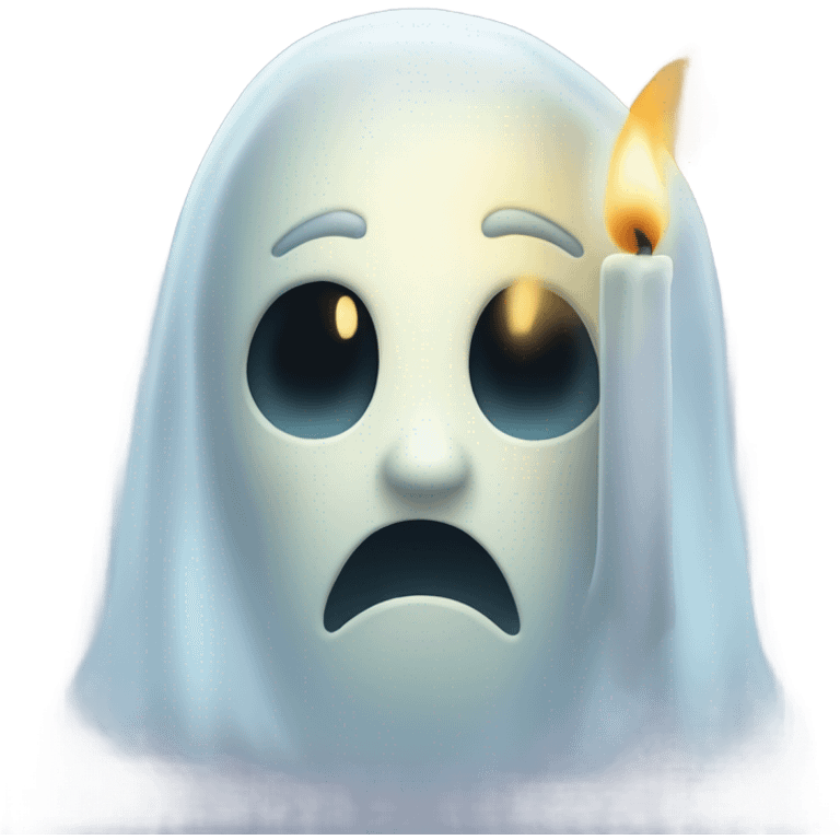 transparent ghost, ethereal with a candle, without shape. emoji