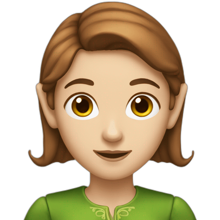 White female with brown hair and elf ears emoji