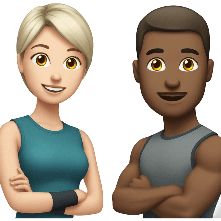 Training husband and wife with white skin emoji