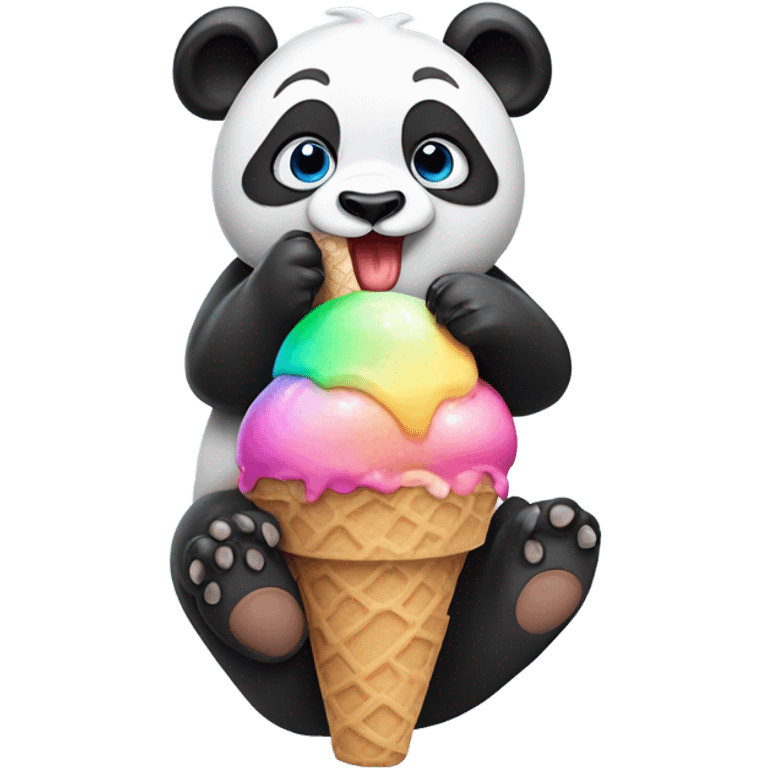 Panda eating ice cream emoji