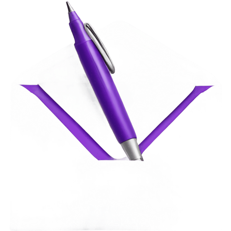 white envelope with purple pen in front of it                                               emoji