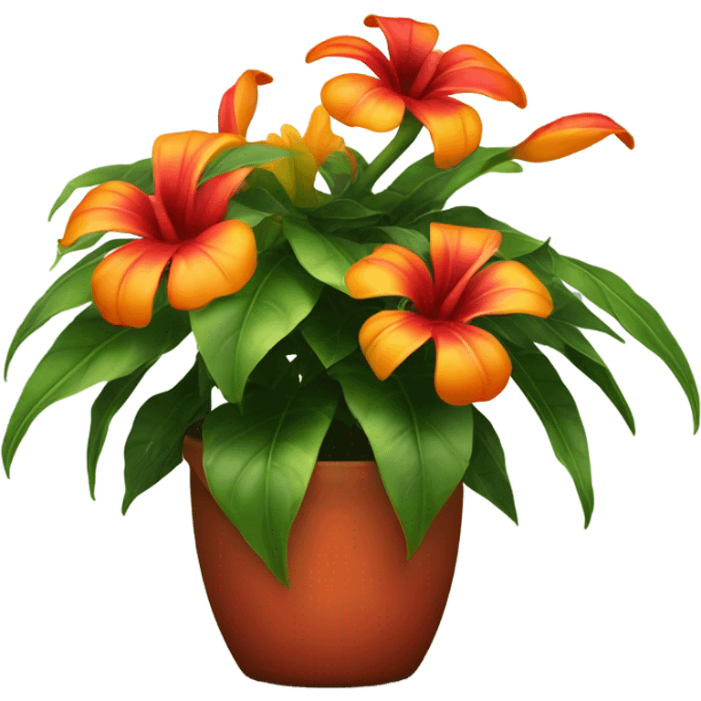 a tropical flower plant in a pot emoji