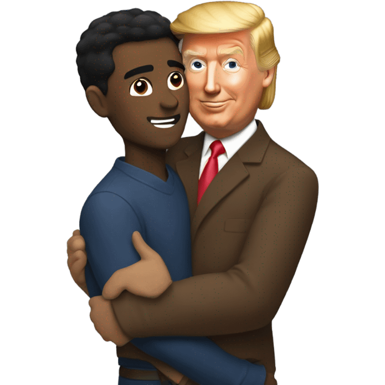 brown man hugging trump emoji