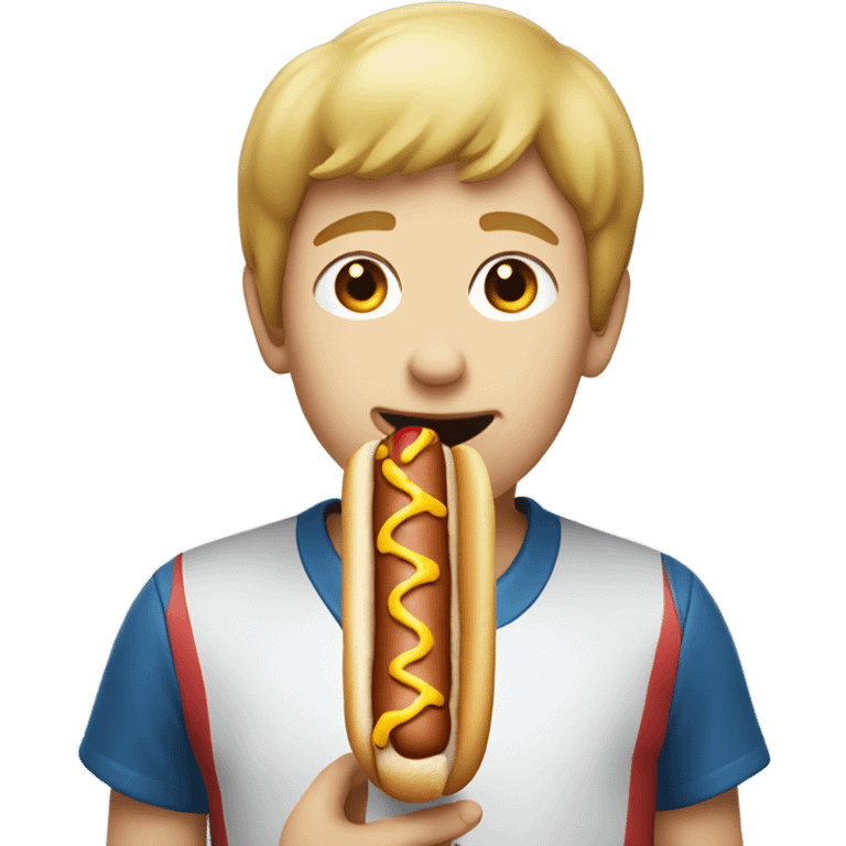 boy eating hot dog emoji