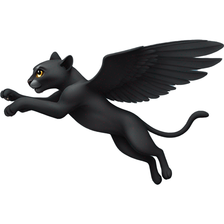 winged black puma flying emoji