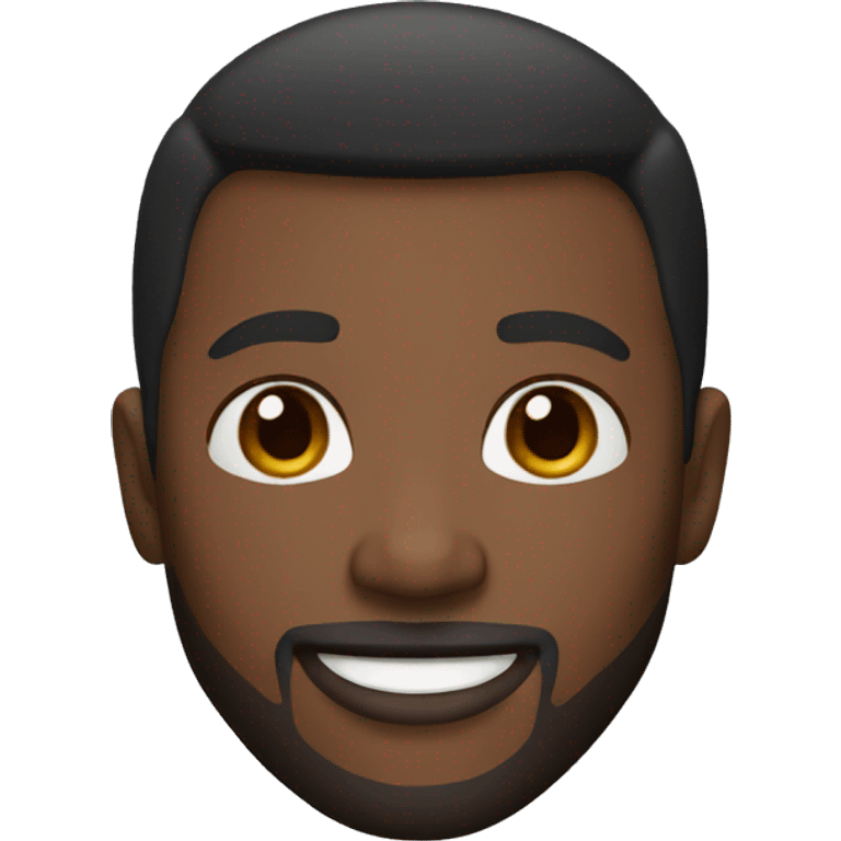 memoji black man with brown eyes, short and beard hair smiling emoji