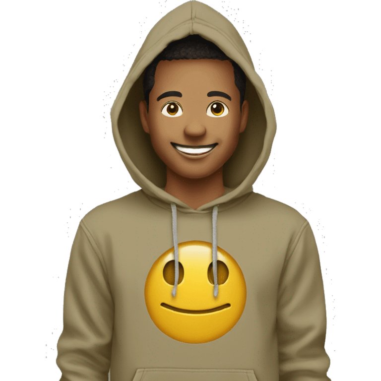 khaki color pullover hoodie smiley face emoji