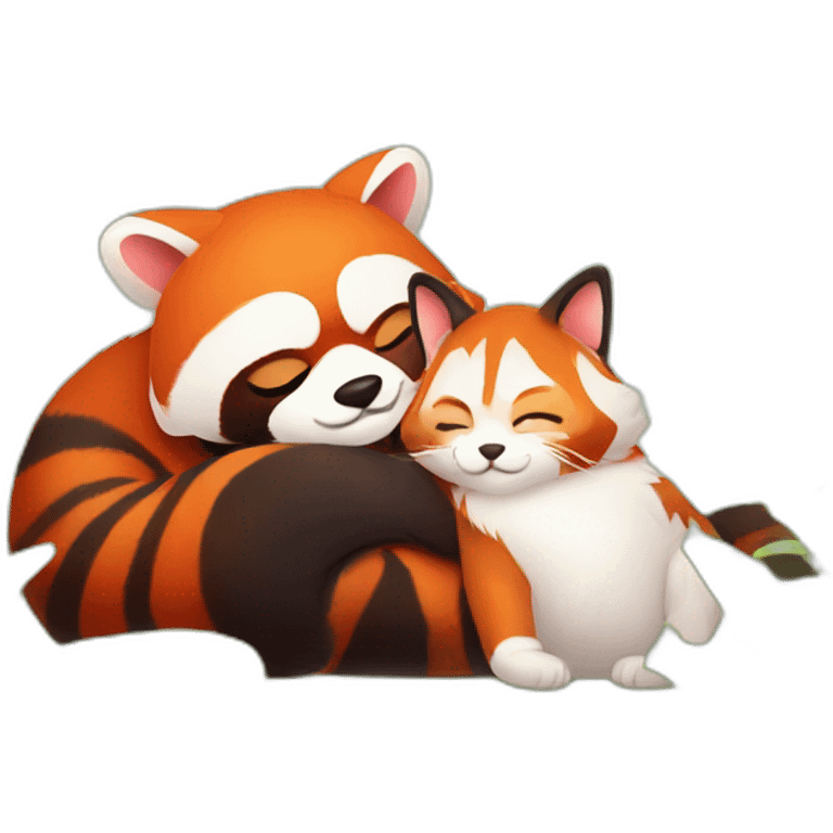 red-panda-snuggling-with-cat emoji