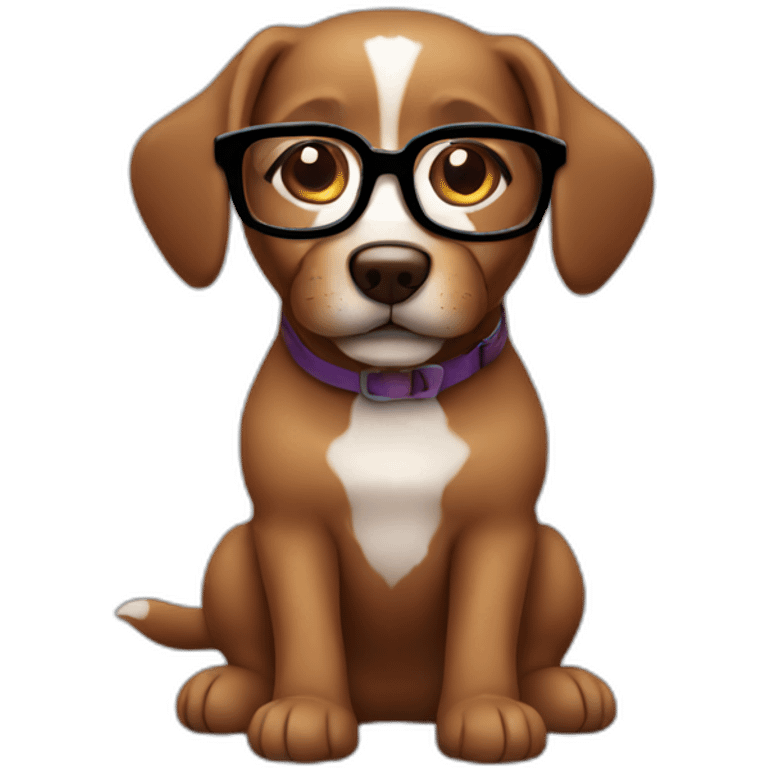 brown cute dog with glasses emoji