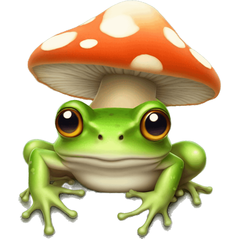 frog wearing a mushroom hat emoji