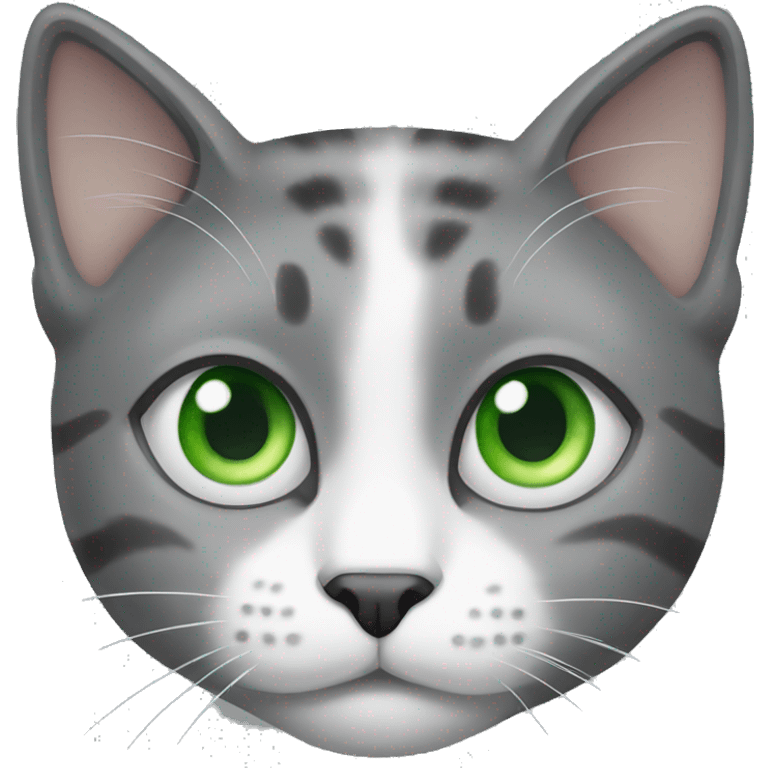 Grey and White cat Green eyes  emoji