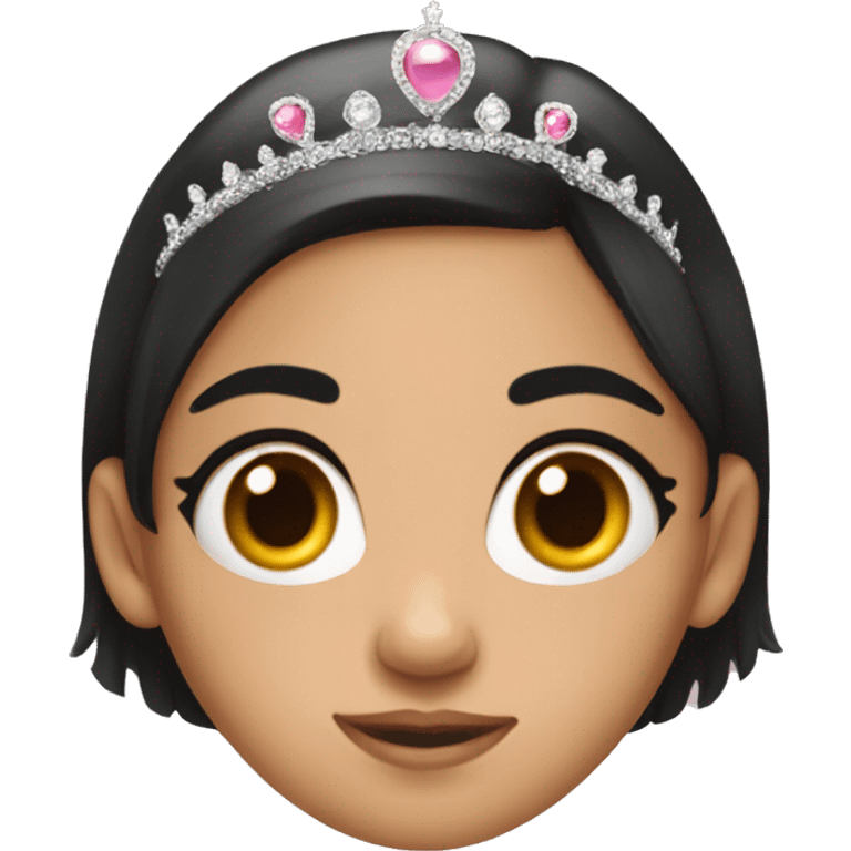 black hair girl rolling eyes with tiara emoji