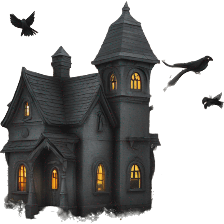 Haunting graveyard field PreVictorian mansion birdhouse  emoji