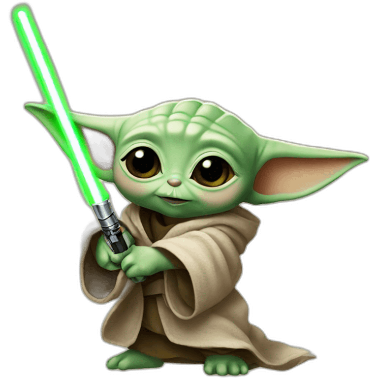 baby yoda with lightsaber emoji