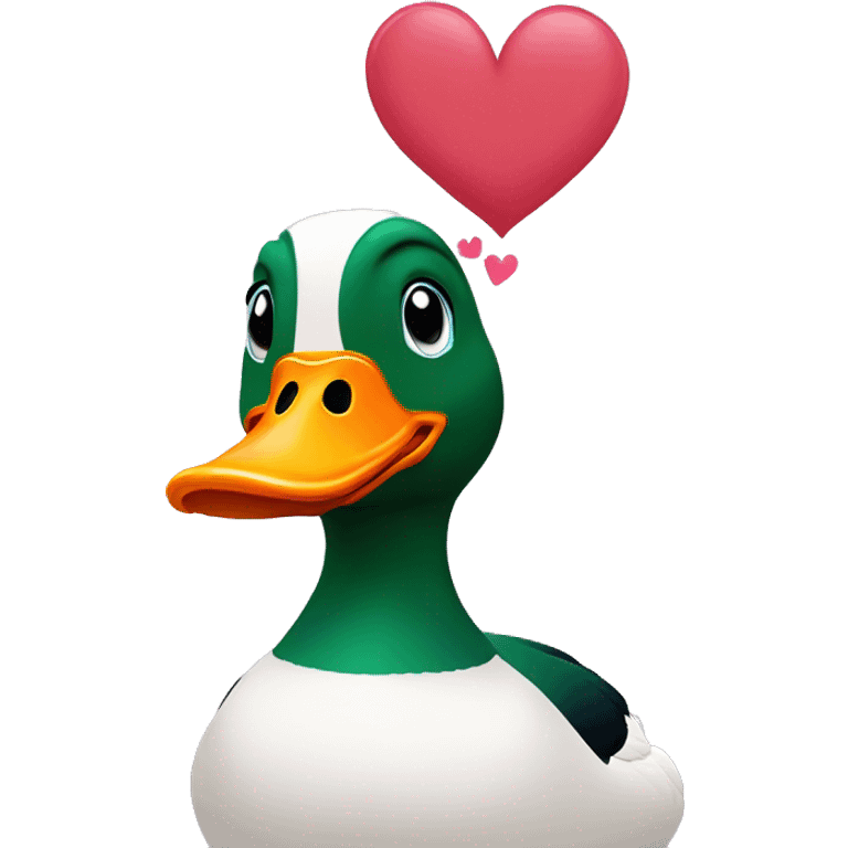 mallard duck with hearts as eyes emoji