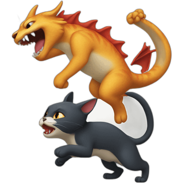 shibi cat fighting a dragon emoji