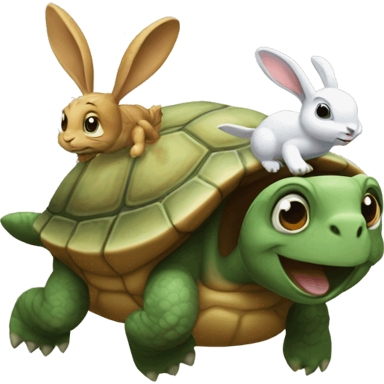 Turtle and rabbit running emoji