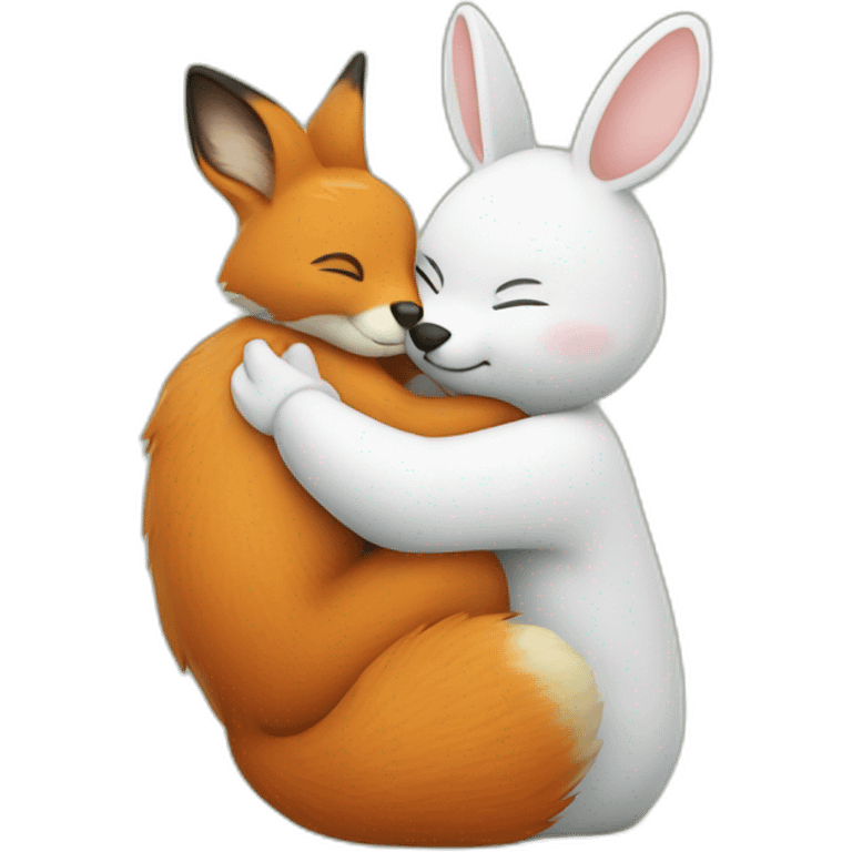 A Rabit hug a Fox  emoji