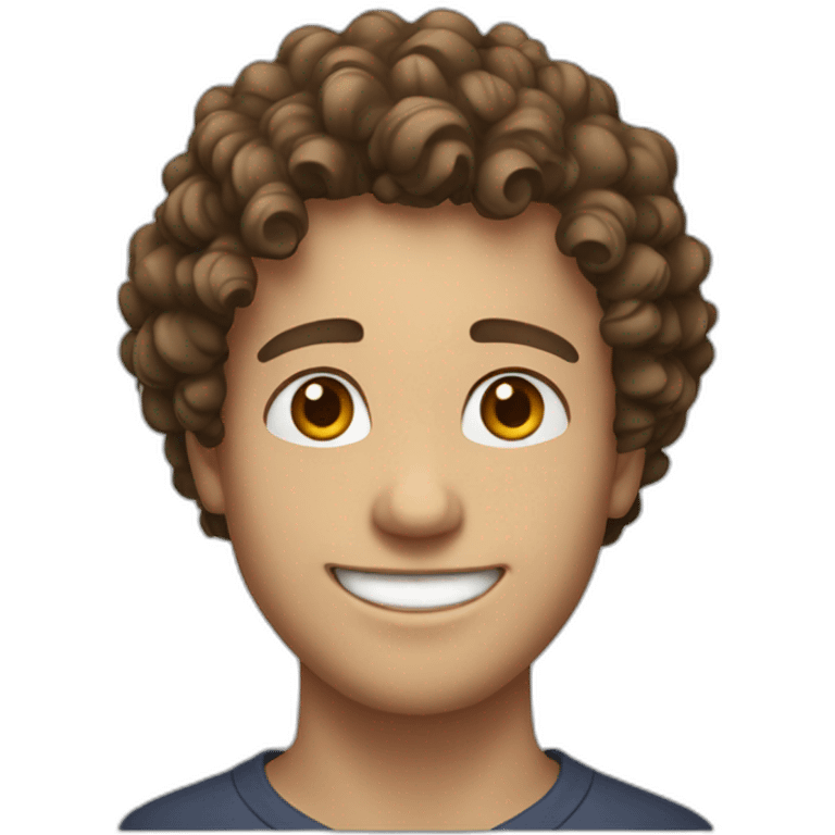 White Young man with brun curly hair smiling emoji