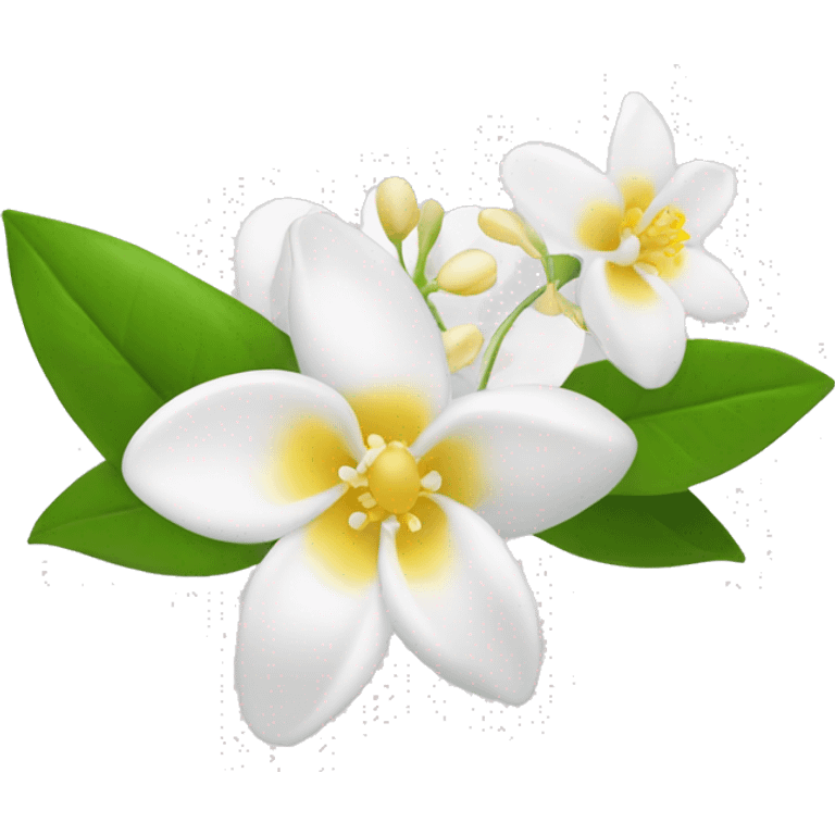 Jasmine's flowers with white petals and a yellow center of stamens emoji