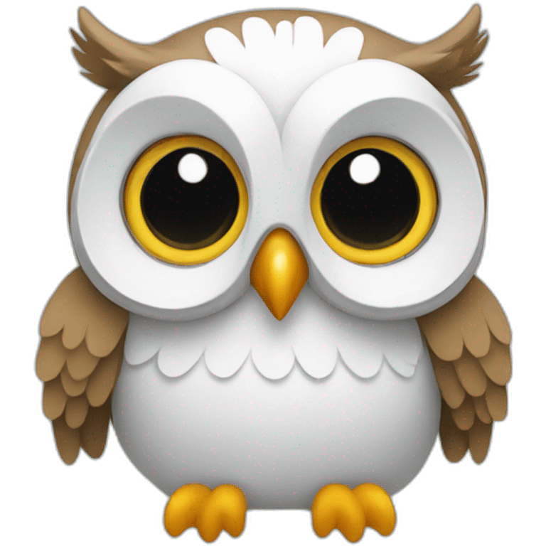 Owl wearing white earbuds emoji