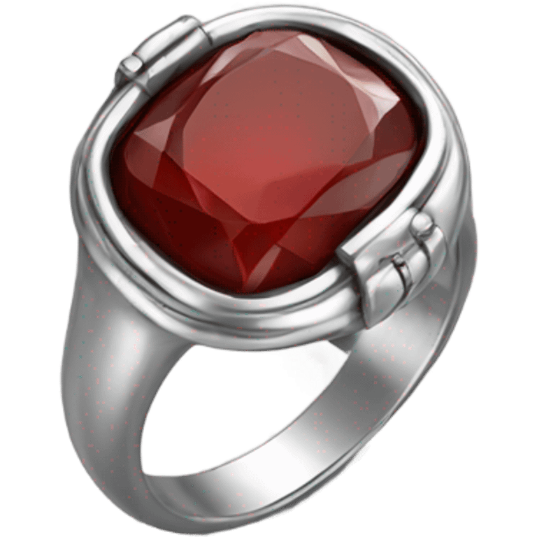 small silver ring red stone emoji