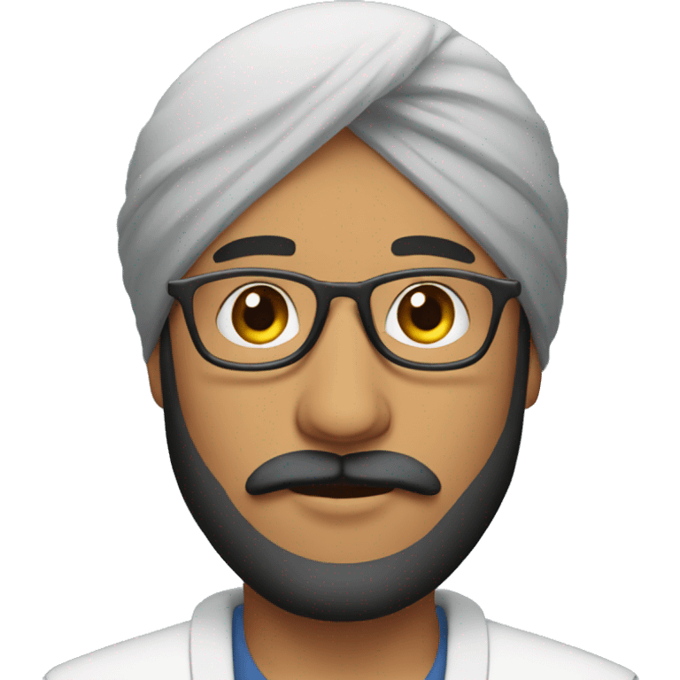 Sikh guy with glasses and beard and moustaches emoji