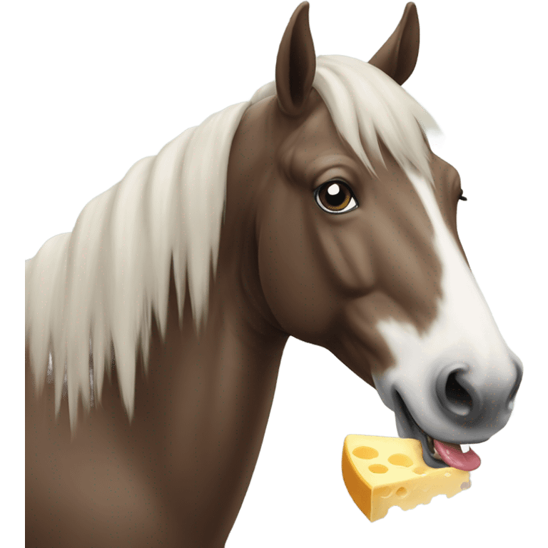 Horse eating cheese emoji