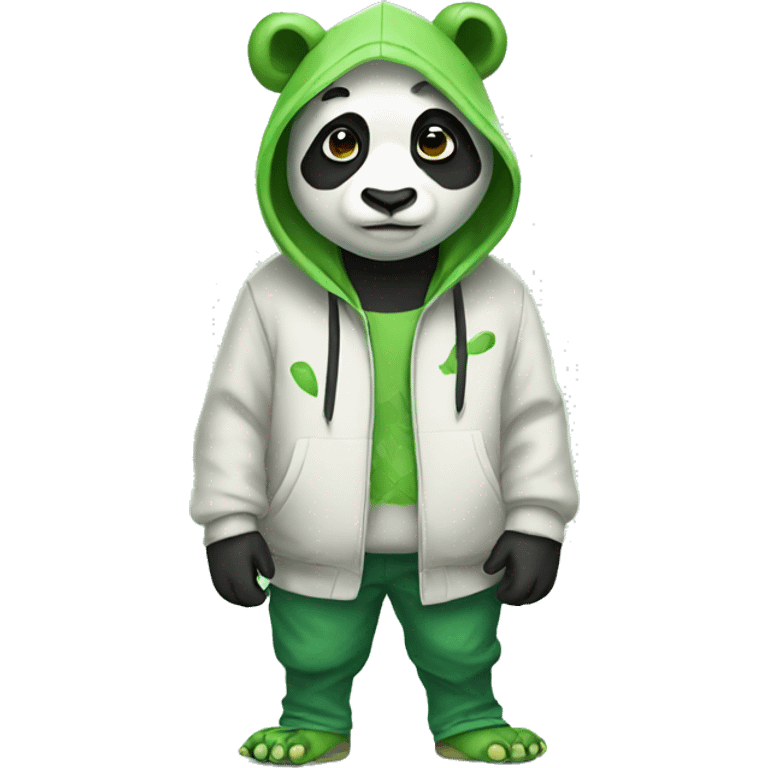 panda wearing frog hoodie emoji