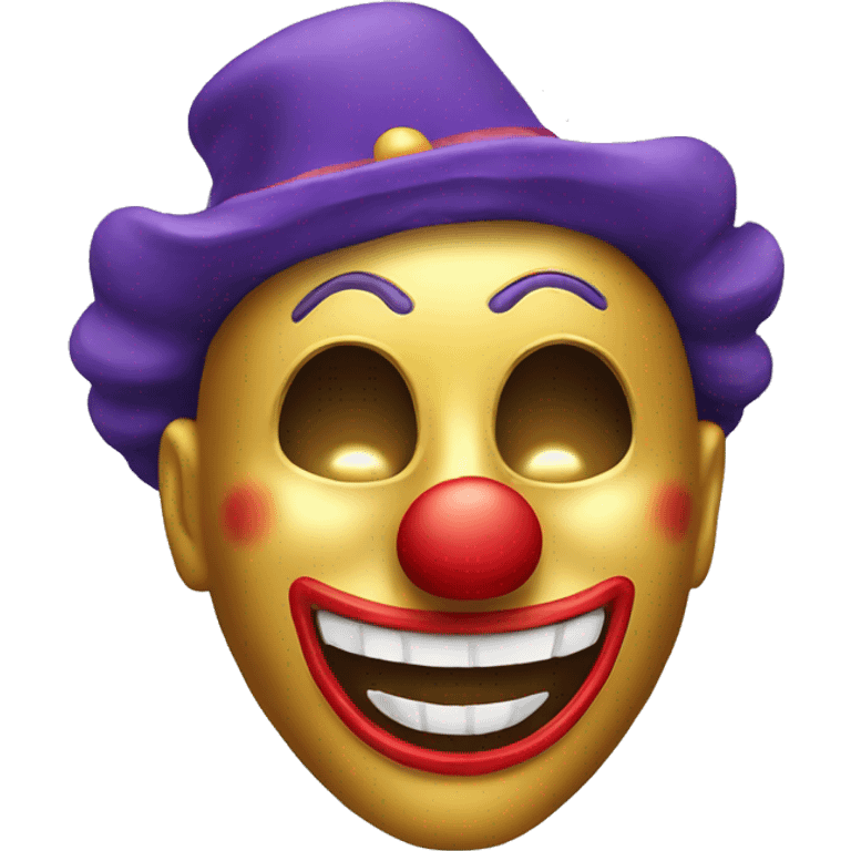 Funny Golden clown mask  emoji