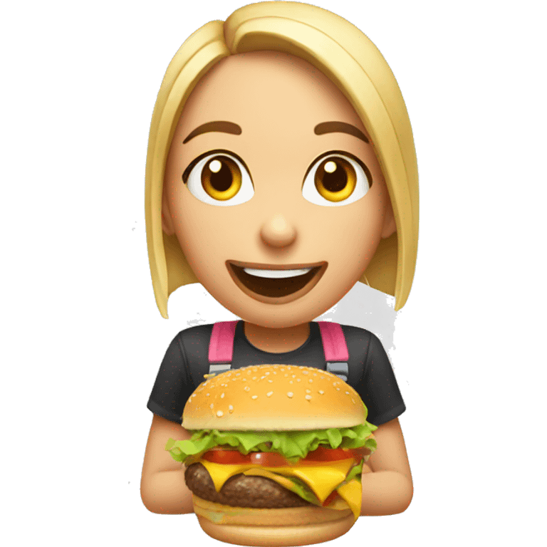 girl eat burger emoji