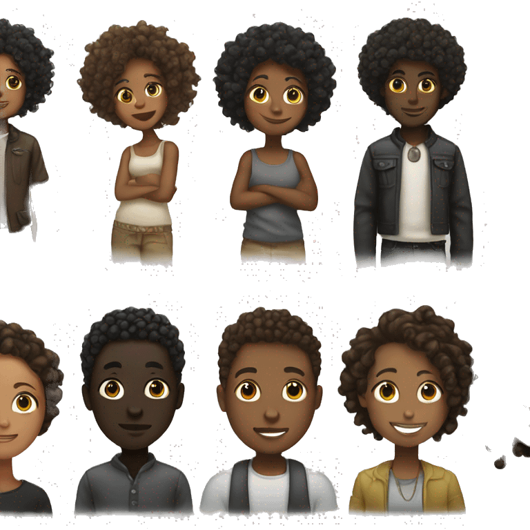 Black boy with locs black girl with curls  emoji