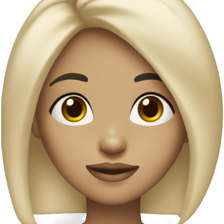 girl with black, short hair, almond, black eyes, long eyelashes, big lips, face with cheeks. emoji