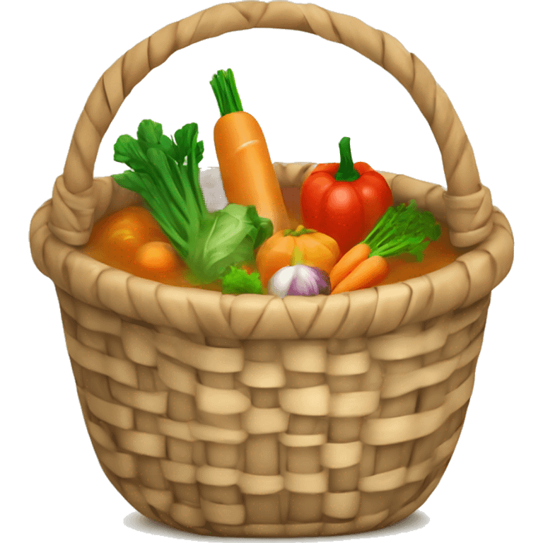 Basket with vegetables soup emoji