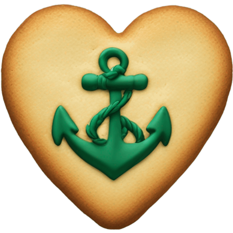 cookie heart with dark green anchor emoji