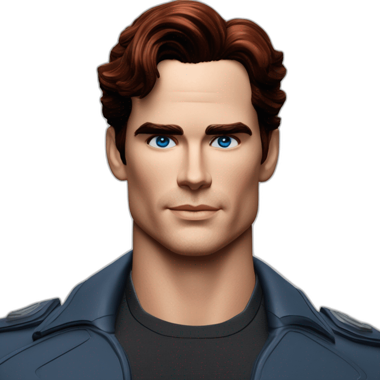 Matt bomer space captain Blue eyes very neat gelled back fully red hair handsome chiselled jaw sharp cheekbones sharp nose emoji