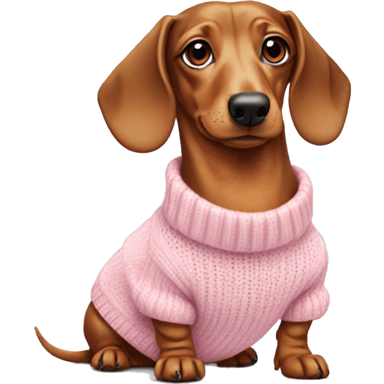 dachshund wearing pastel pink sweater emoji