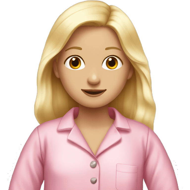 A blond girl with a silky pink pyjamas emoji