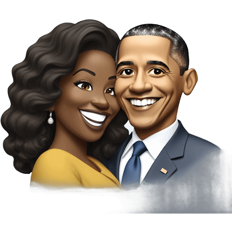 Barack Obama kissing Oprah  emoji