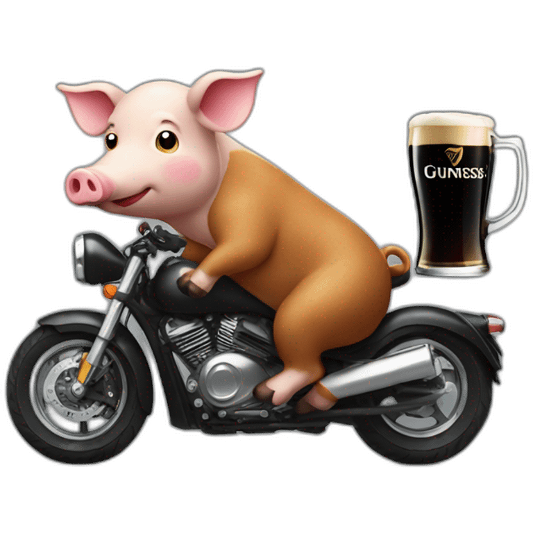 Pork on motorbike with a Guinness beer emoji