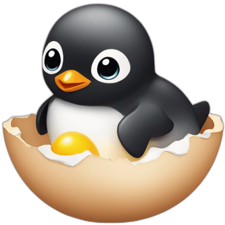 cute baby penguin hatching from its egg emoji