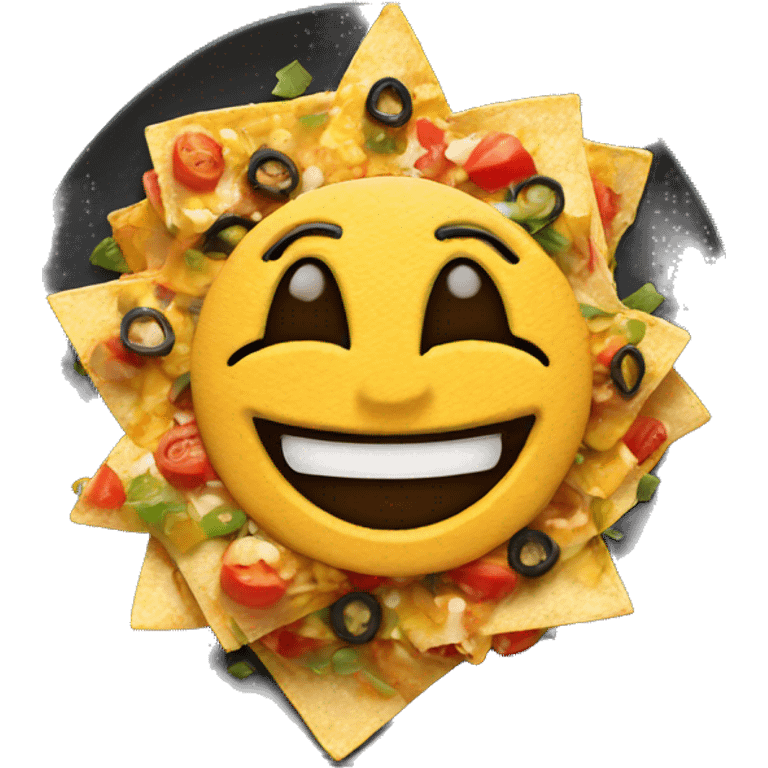 Smiling Supreme nachos on a plate emoji