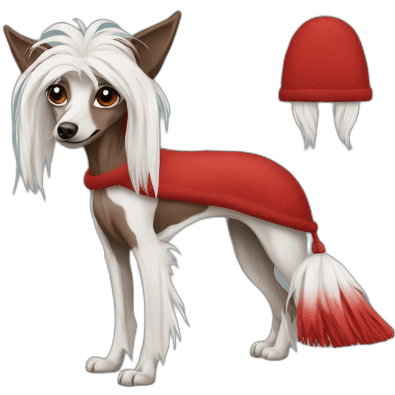 Chinese Crested red winter hat emoji