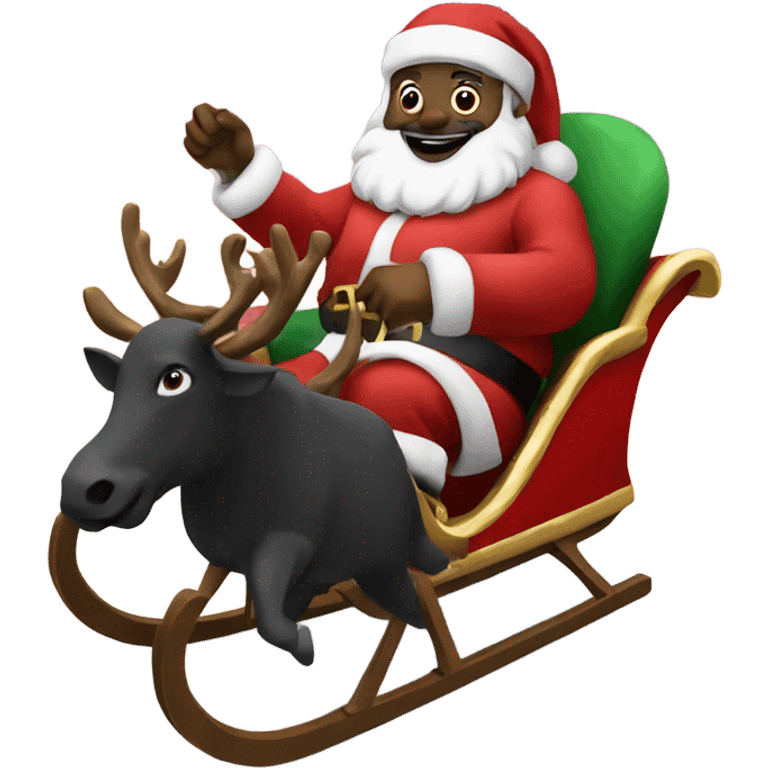 Black Santa On Sleigh emoji