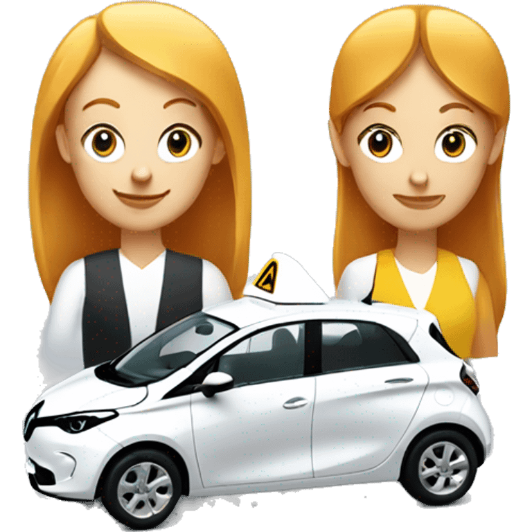 A white Renault Zoe with a ginger girl taxi service  emoji