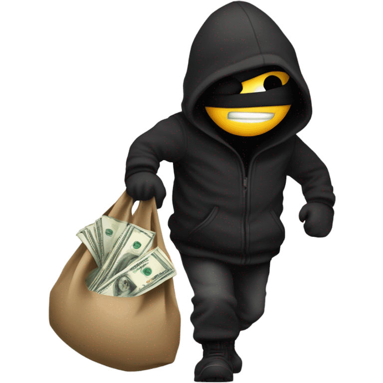 robber sneaking away with a large bag of money emoji