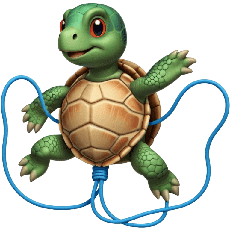 A turtle doing jumping ropes emoji