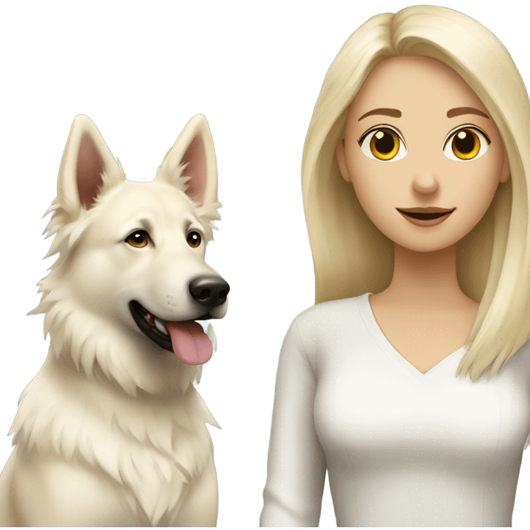 blonde girl and white shepherd emoji