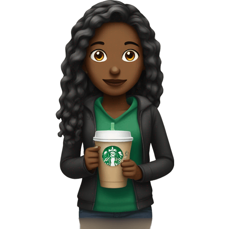 Girl getting Starbucks emoji