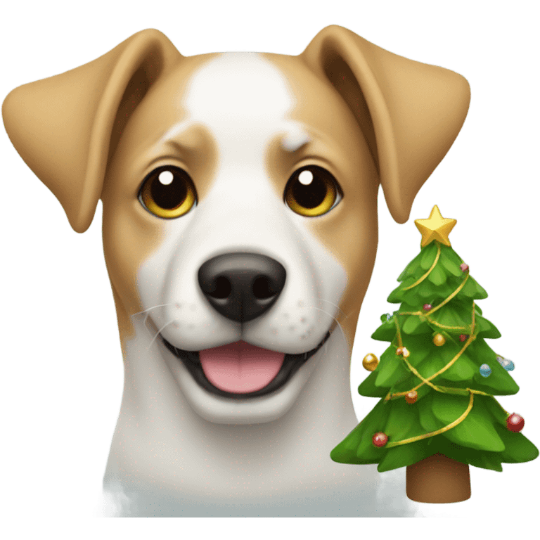 Dog with a Christmas tree emoji